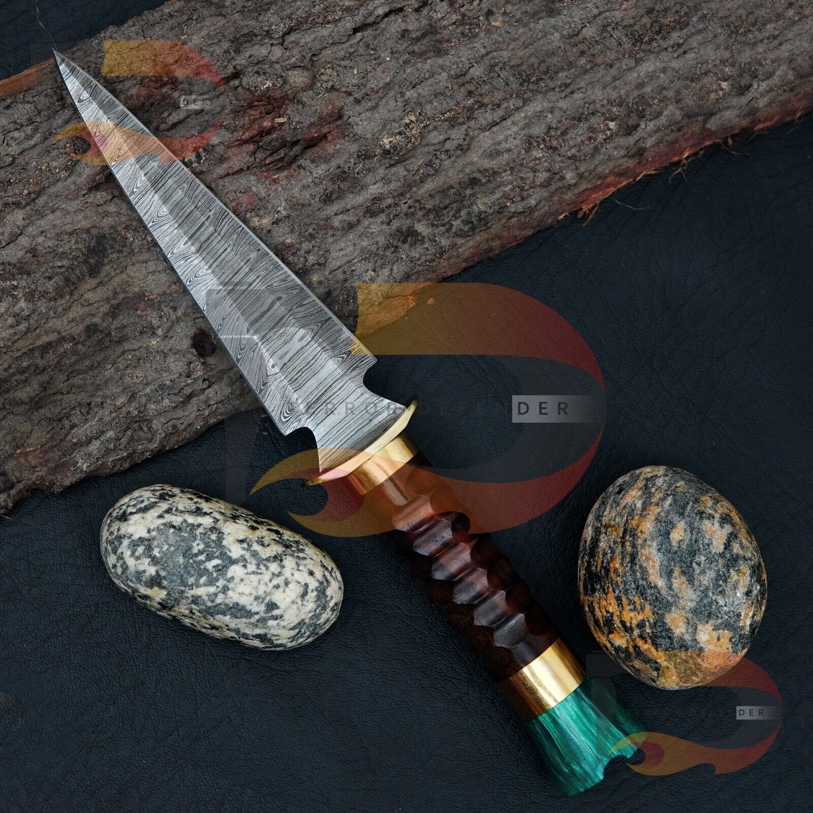 NY KNIVES Damascus Steel Blade Handmade Damascus Hunting Knife  EDC