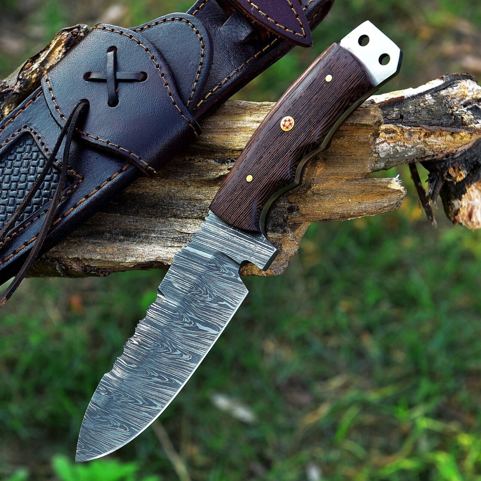 AA Knives 9 Inches Damascus Steel Hunting Knife With Wenge Wood Handle
