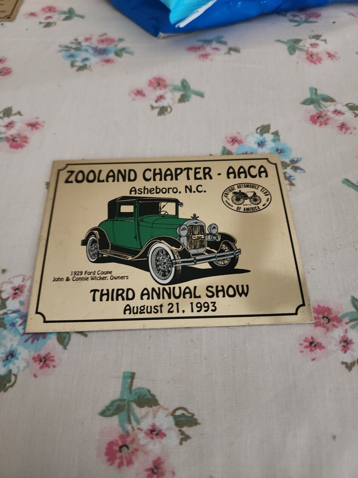 1993 Antique Automobile Club Car Club AACA ZOOLAND Chapter Asheboro Nc 