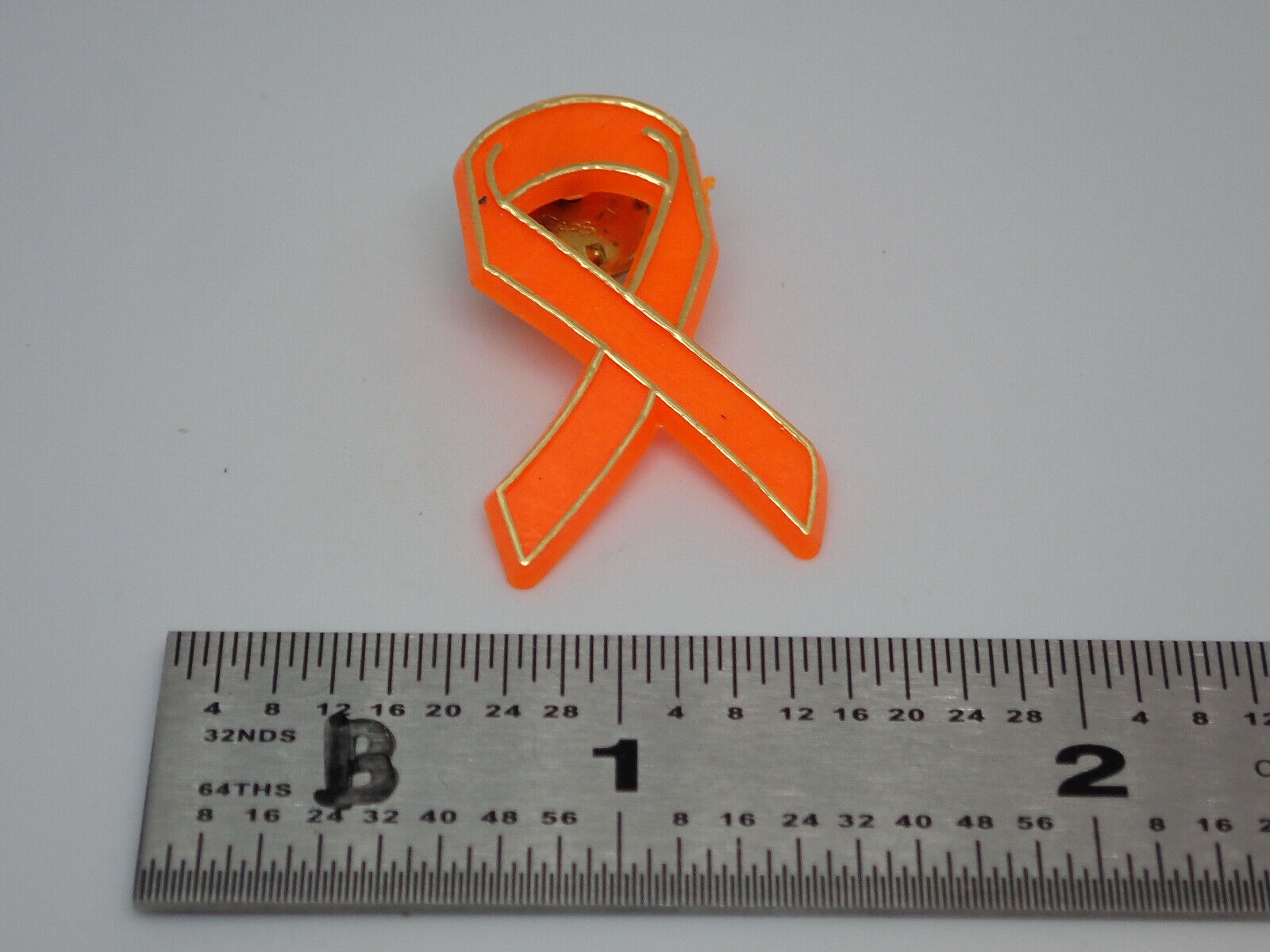 Orange Ribbon gold tone Vintage Lapel Pin