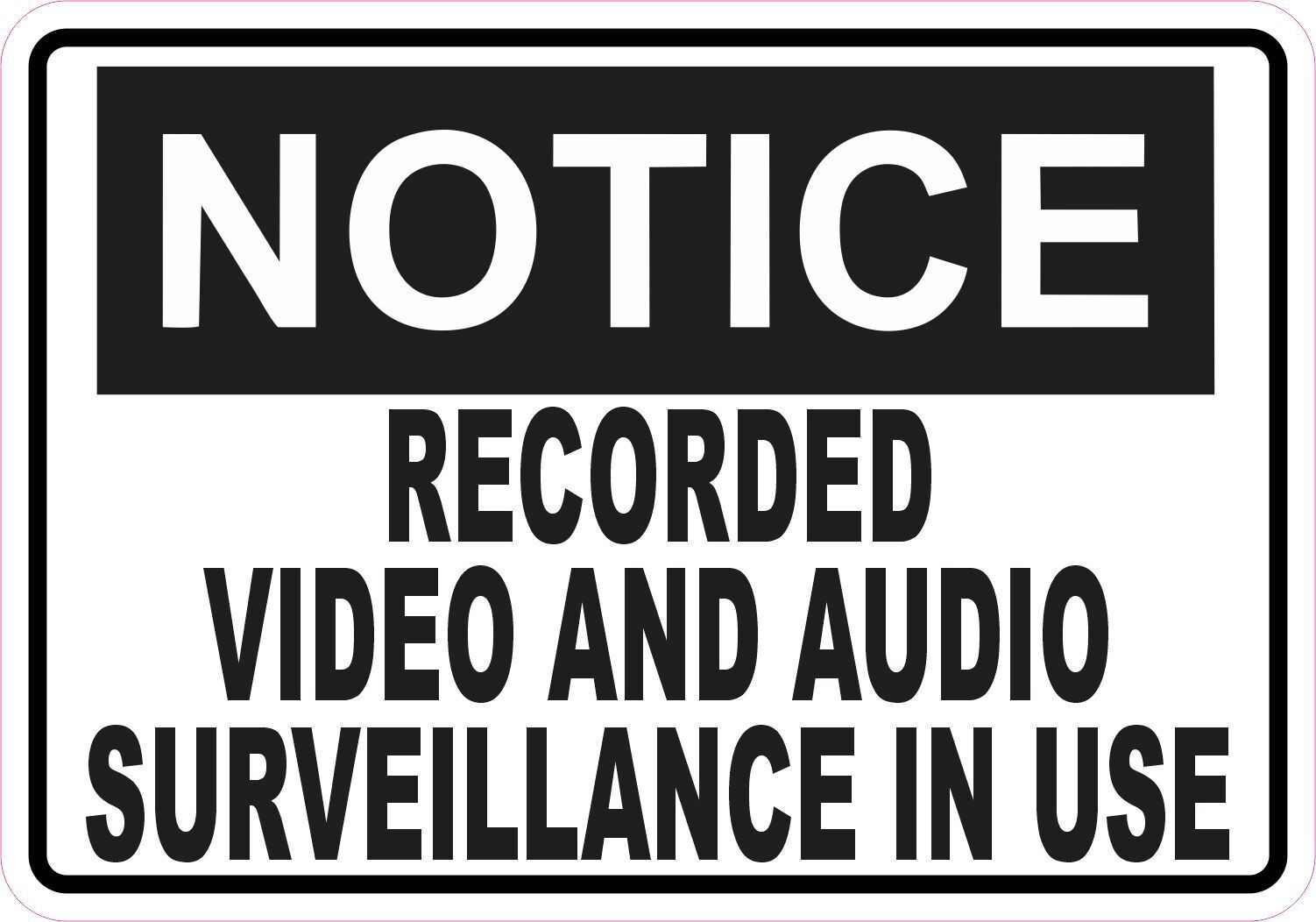 5x3.5 Notice Video and Audio Surveillance Sticker Car Truck Vehicle Bumper Decal