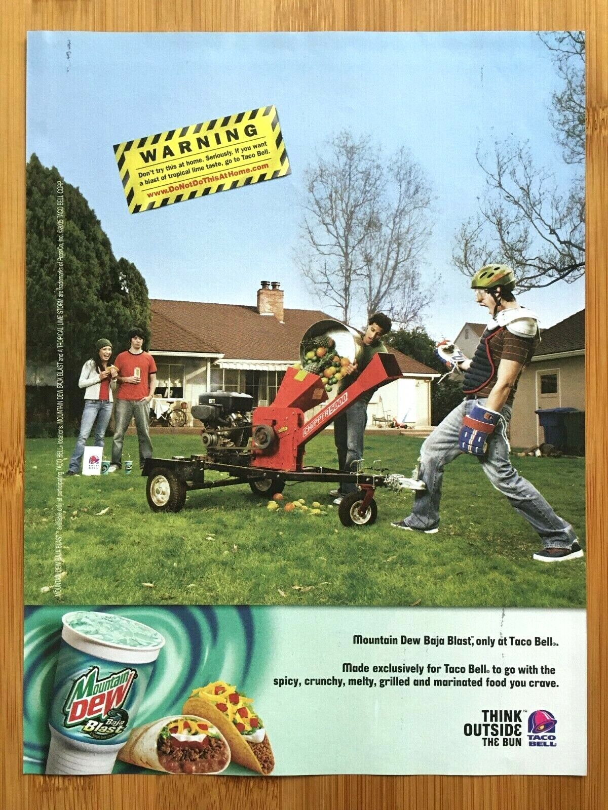 2005 Taco Bell & Mountain Dew Baja Blast Print Ad/Poster Fast Food Man Cave Art