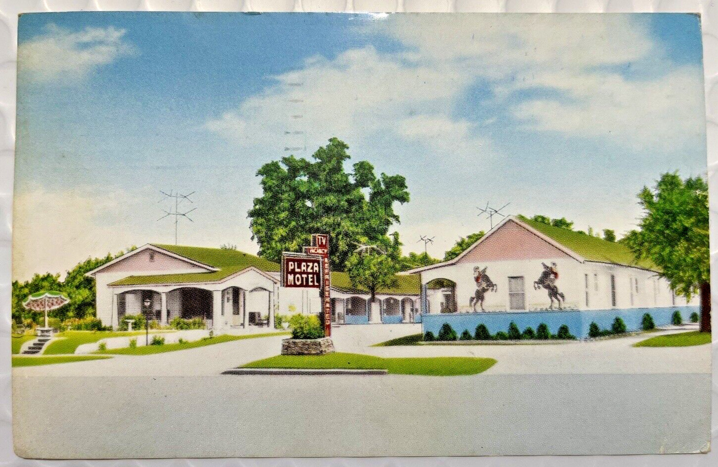 Plaza Motel Chickasha Oklahoma Vintage OK Postcard 1961 Tv Hwy\'s 9-62-81 Wasson