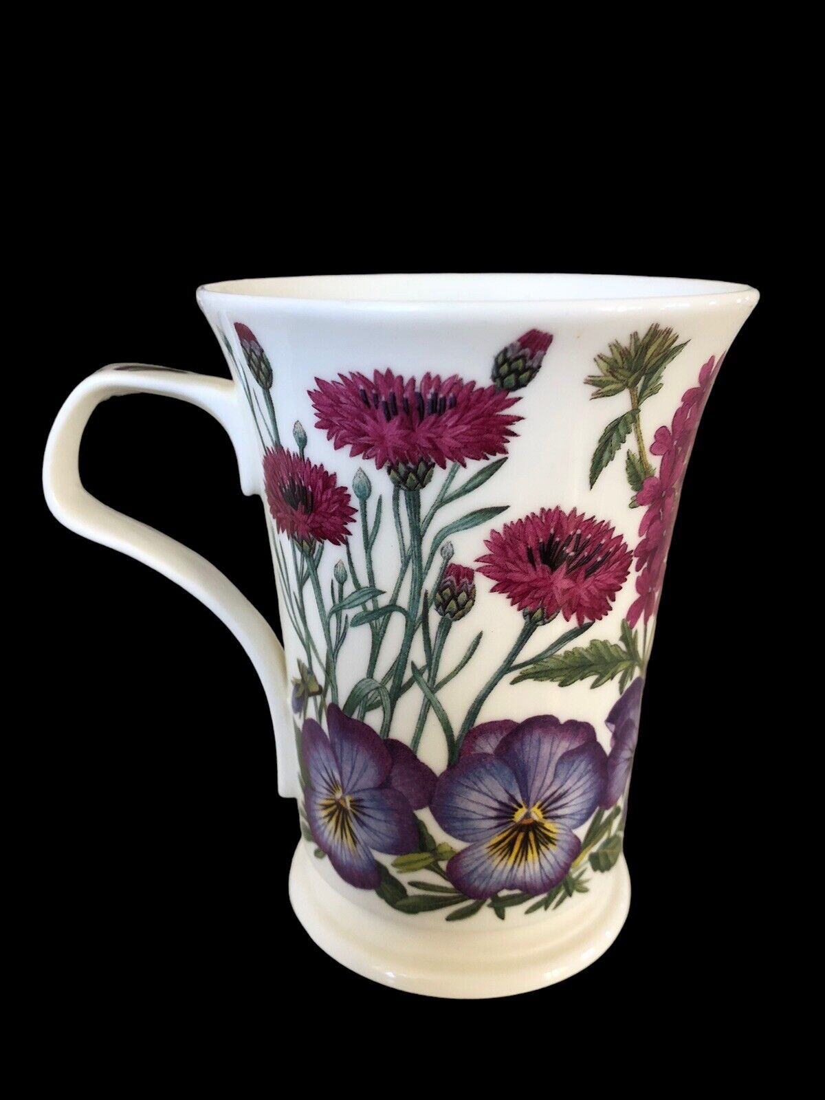Dunoon L'ete Floral Mug By Kathy Pickles England Bone China Purple Flowers 4.5”
