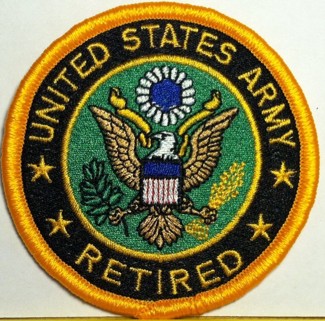 United States Army Retired Patch With Hook & Loop Patriotic Shoulder Emblem 