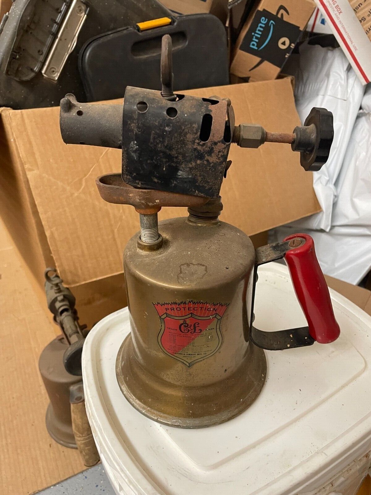 Clayton And Lambert Blow Torch Untested vintage c&s iron brass solder gasoline