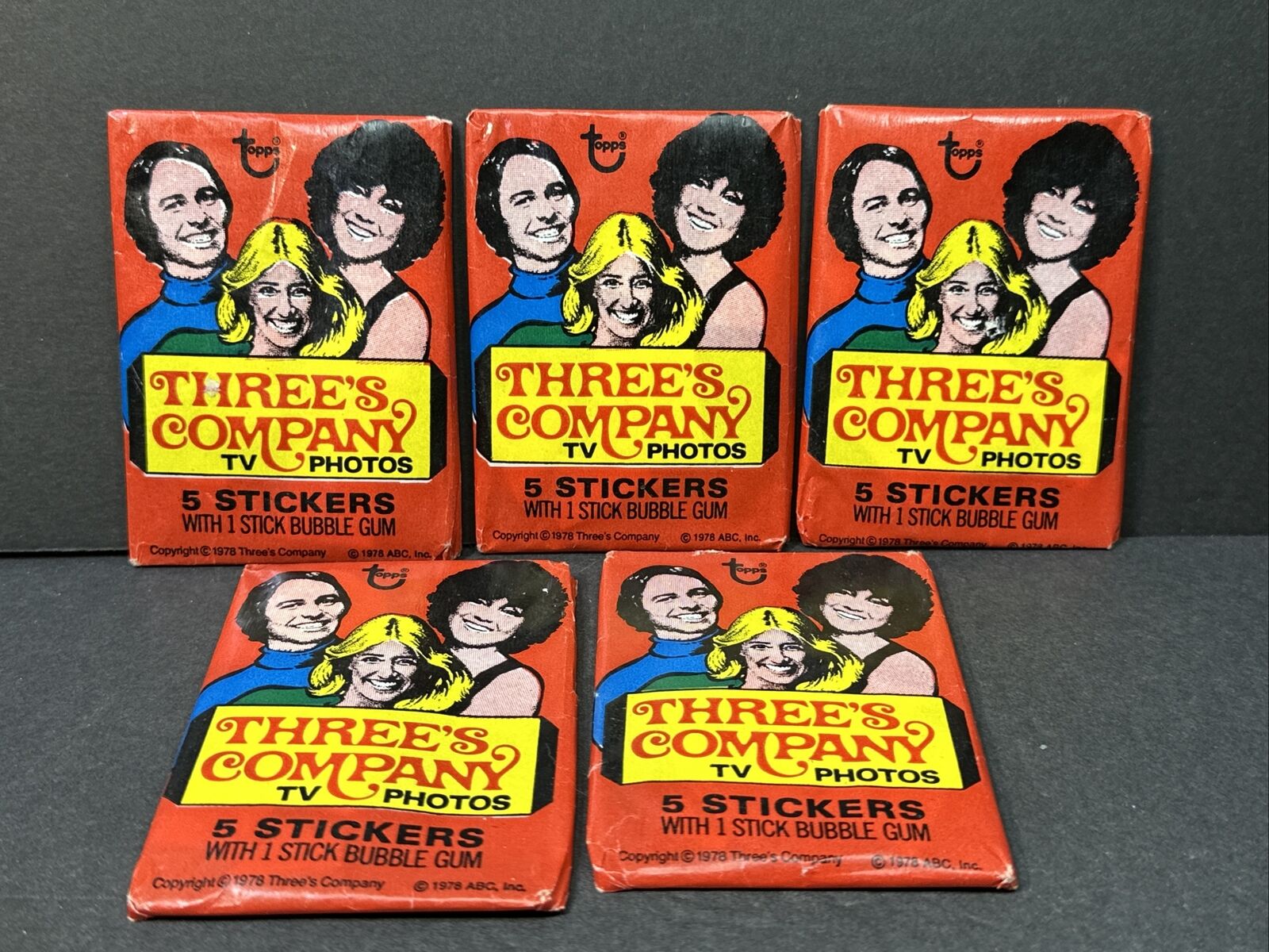 1978 Topps Three’s Company Lot Of 5 Wax Packs