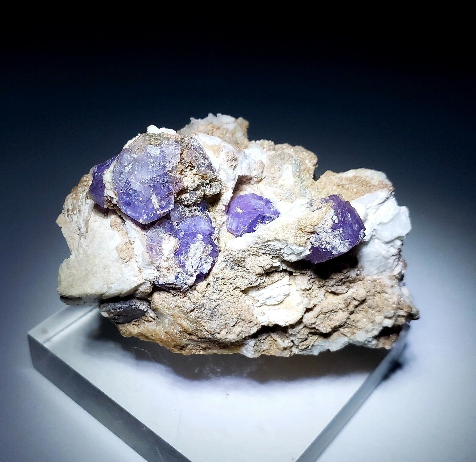 ***CLASSIC-Purple Fluorapatite crystals in matrix, mine Maine***