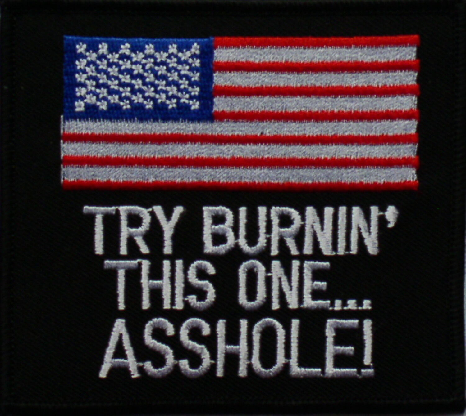 TRY BURNING THIS ONE ASS.... BIKER FLAG GREAT FOR YOUR HARLEY VEST JACKET PATCH