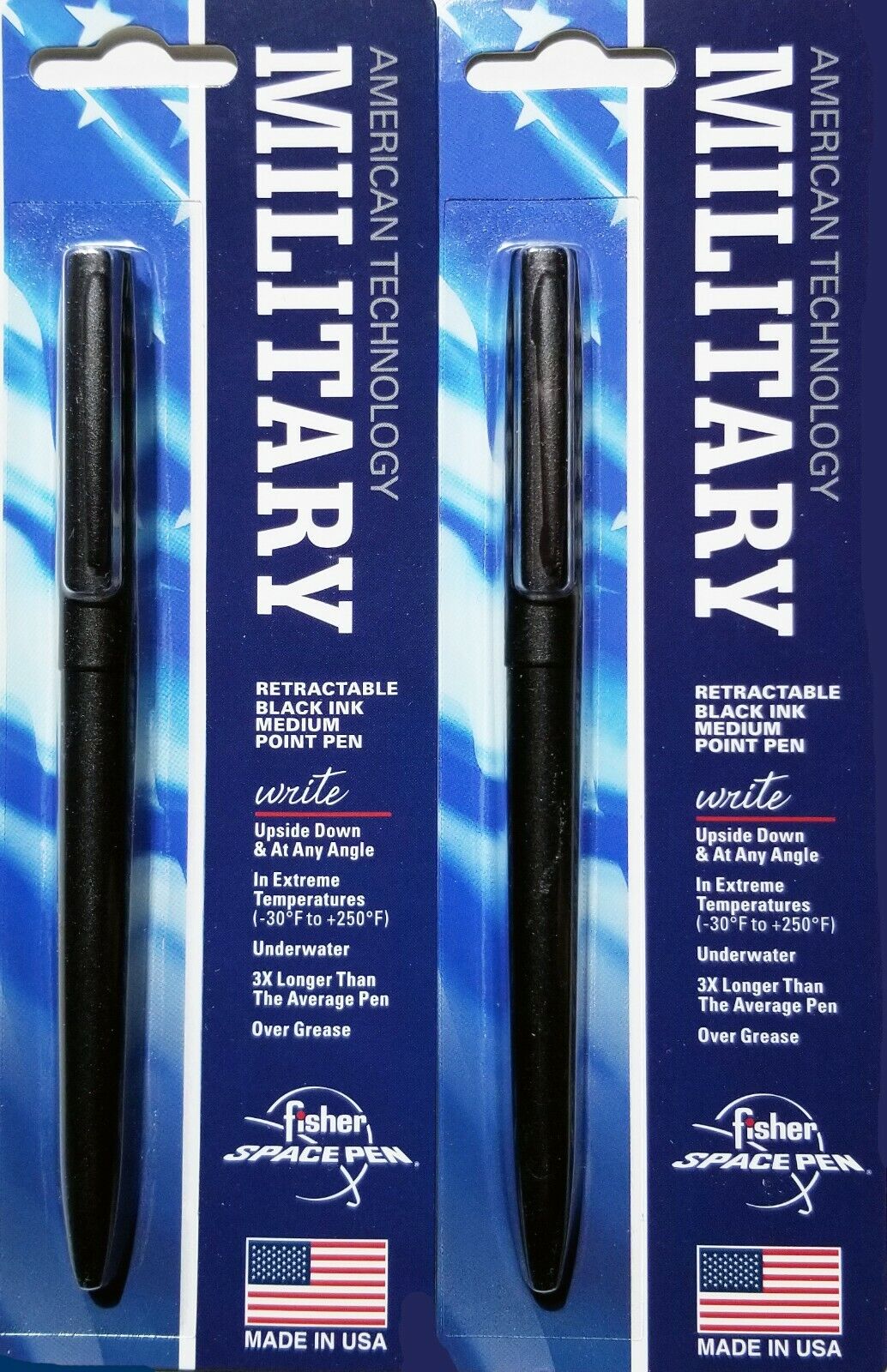 2 Pack - Military Non-Reflective Black Matte Cap-O-Matic Fisher Space Pen