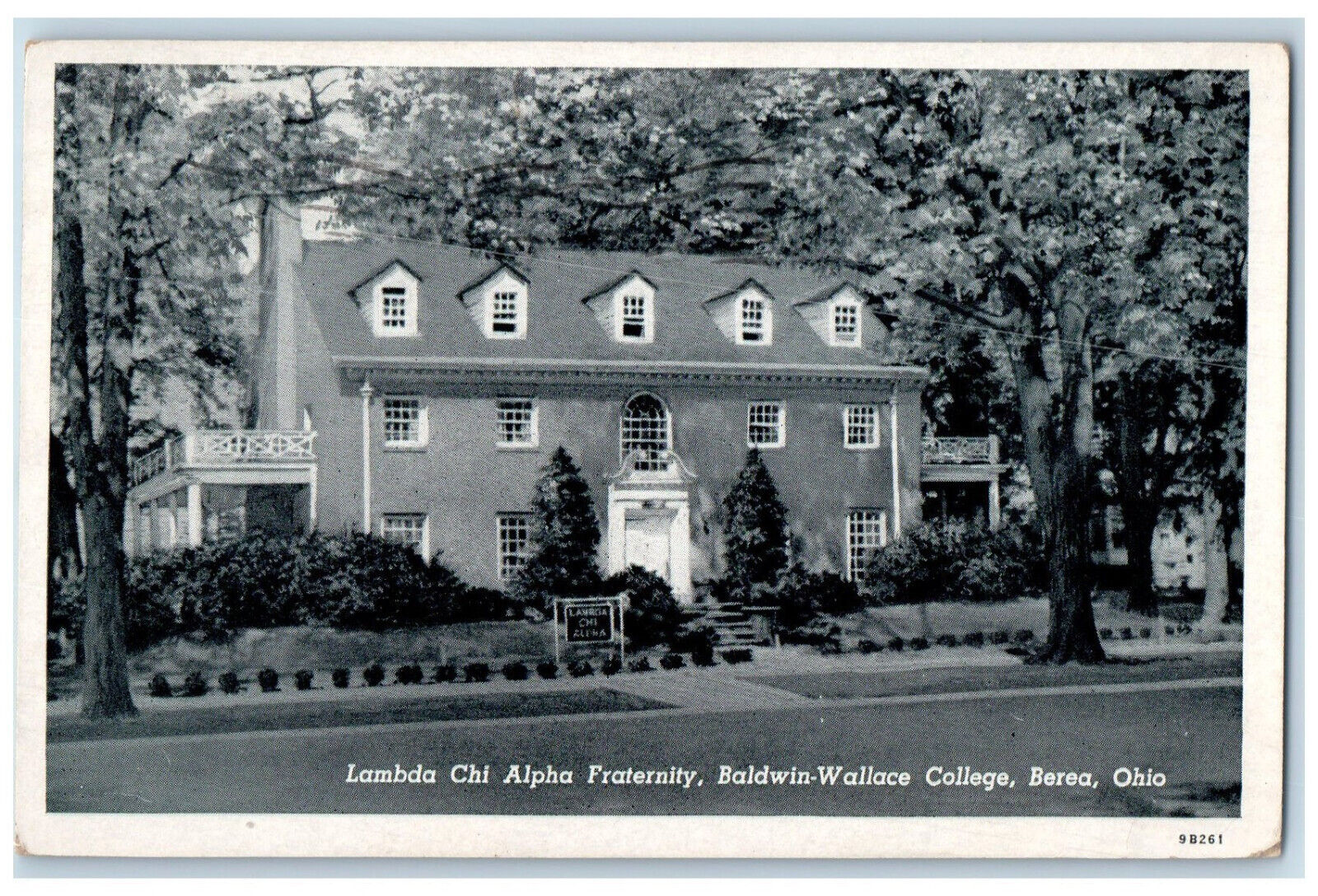 1951 Lambda Chi Alpha Fraternity Baldwin Wallace College Berea OH Postcard