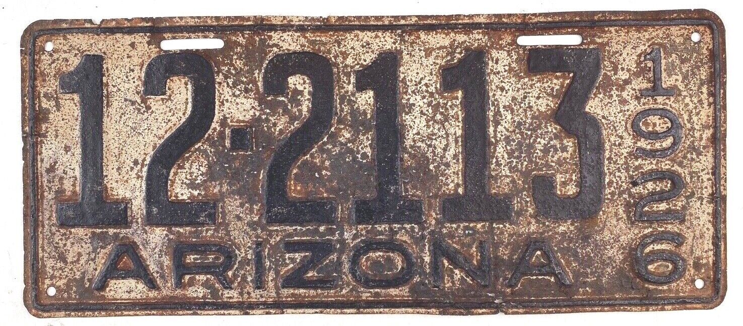 Arizona 1926 License Plate Old Auto Tag Vintage Garage Man Cave Collector Decor