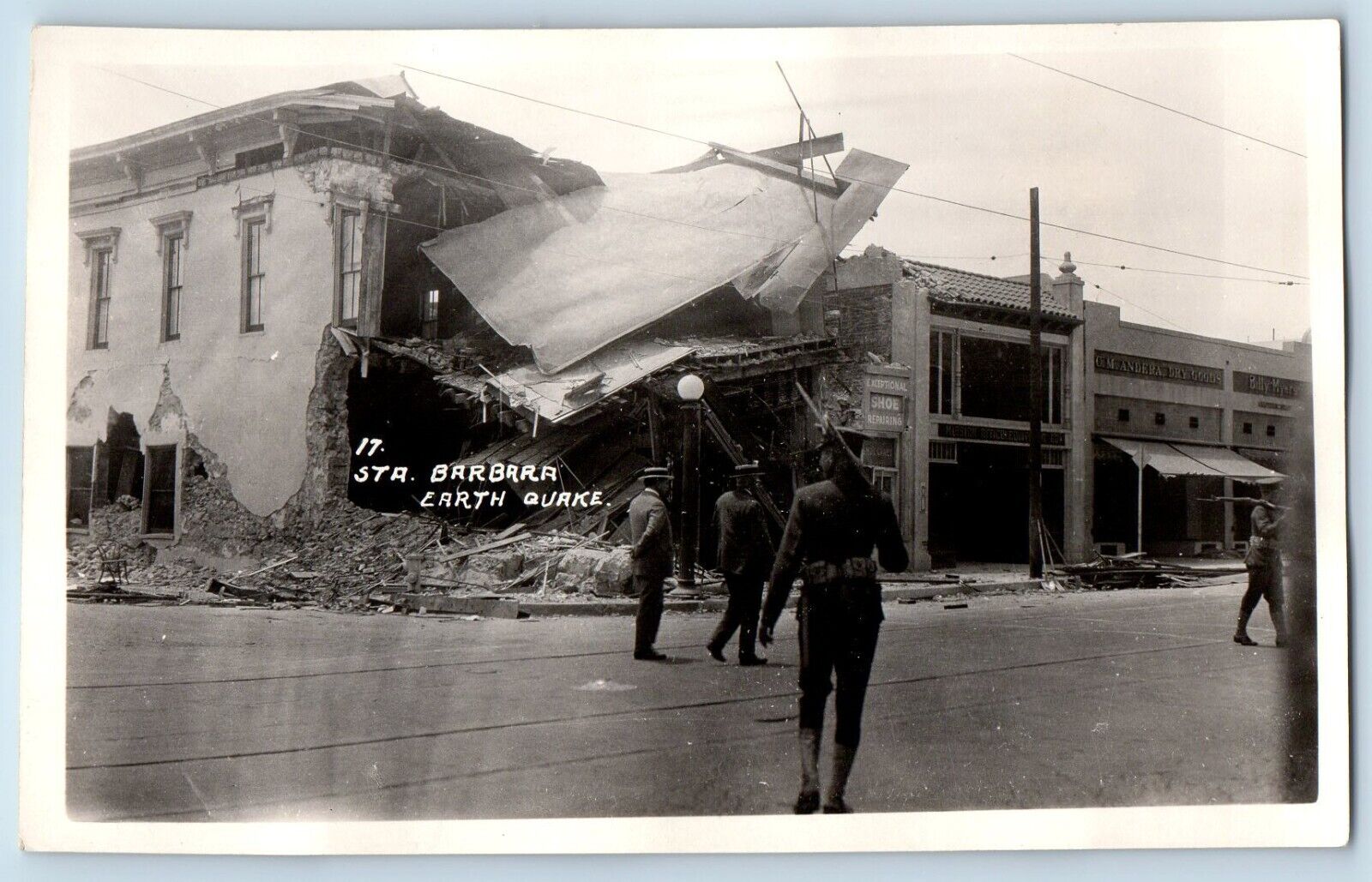 Sta. Barbara California CA Postcard RPPC Photo Earth Quake Soldier c1910's