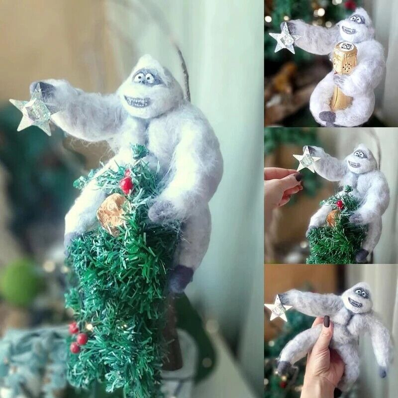 Christmas Tree Topper Abominable Snowman Xmas Chimpanzees Ornament Party Decor