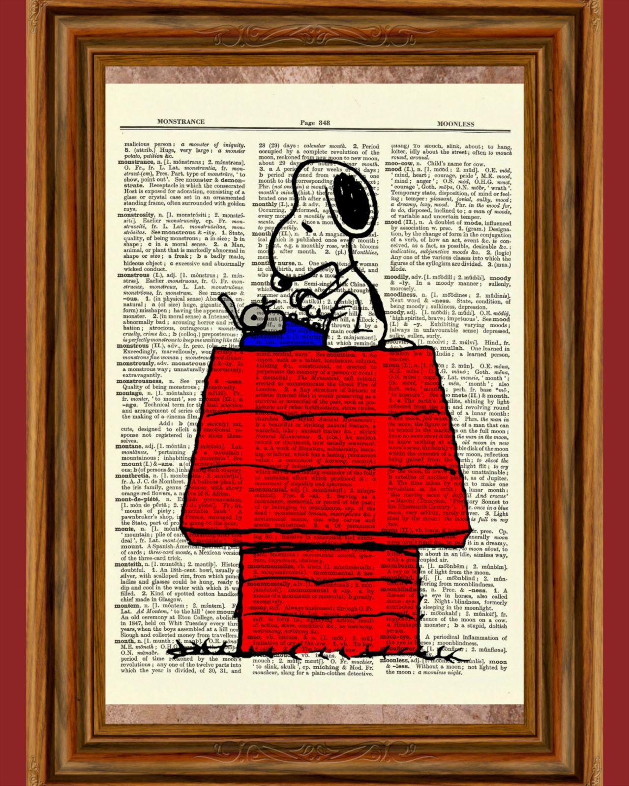 Snoopy Charlie Brown Dictionary Art Print Picture Poster Peanuts At Typewriter