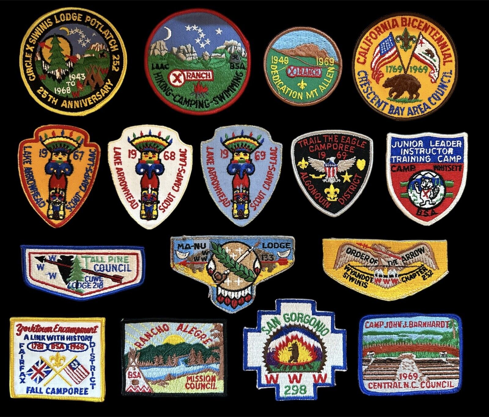 BOY SCOUT PATCH LOT ~ 16 Vintage 1960\'s Patches in Excellent Condition