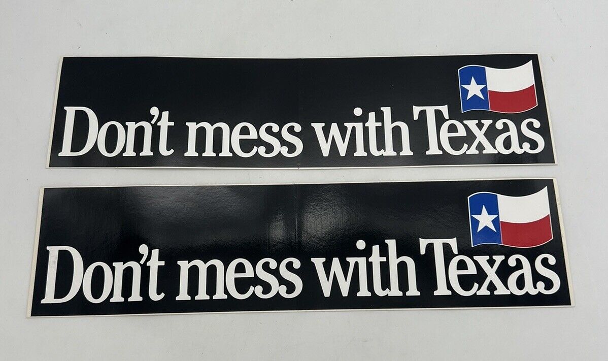 Lot of 2: Vintage Don\'t Mess With Texas Bumper Sticker Vinyl Decal 13”