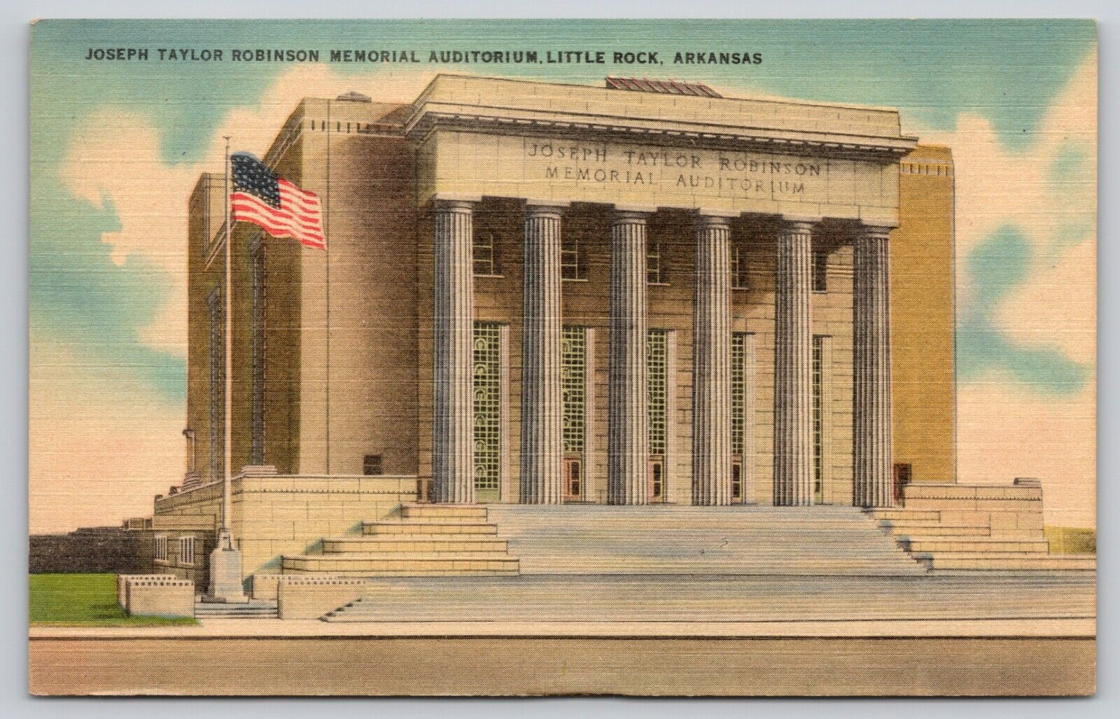 Postcard AR Arkansas Little Rock Joseph Taylor Memorial Auditorium Linen A9