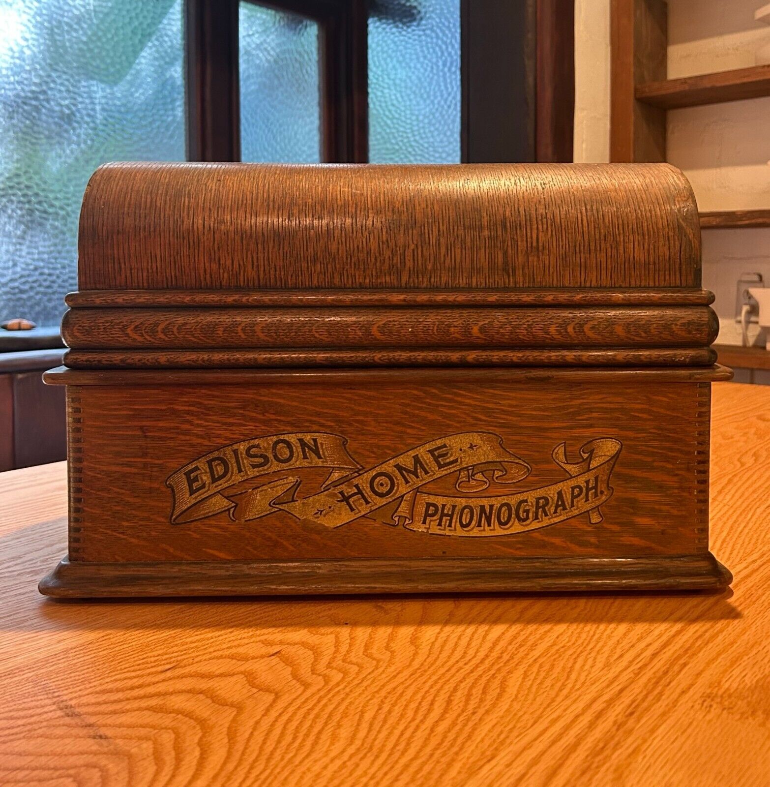 Original, Antique Thomas Edison Home Phonograph in Oak Box