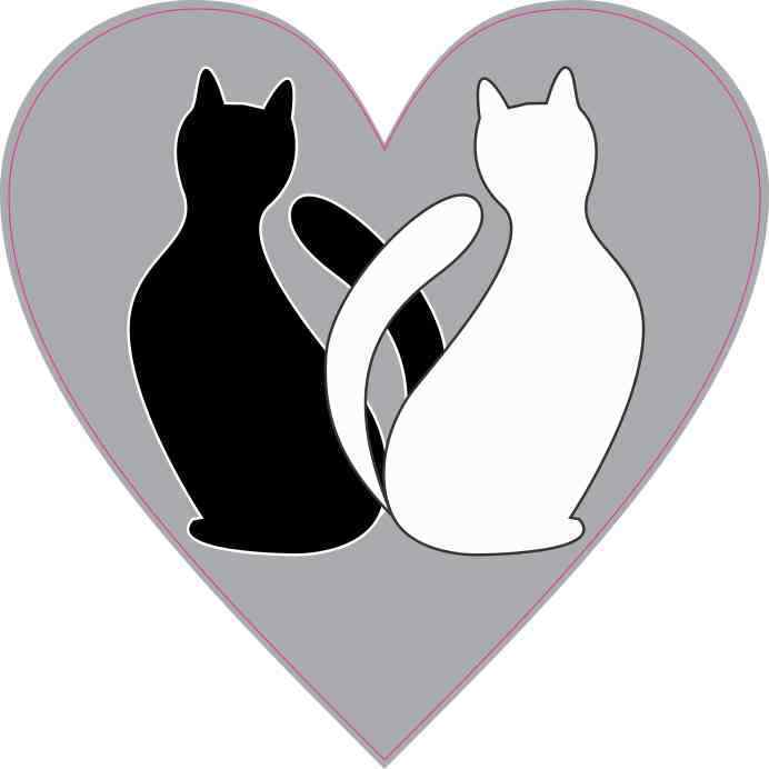 4.5 X 4.5 Cats Heart Sticker Vinyl Cup Decal Car Stickers Animal Bumper Decals