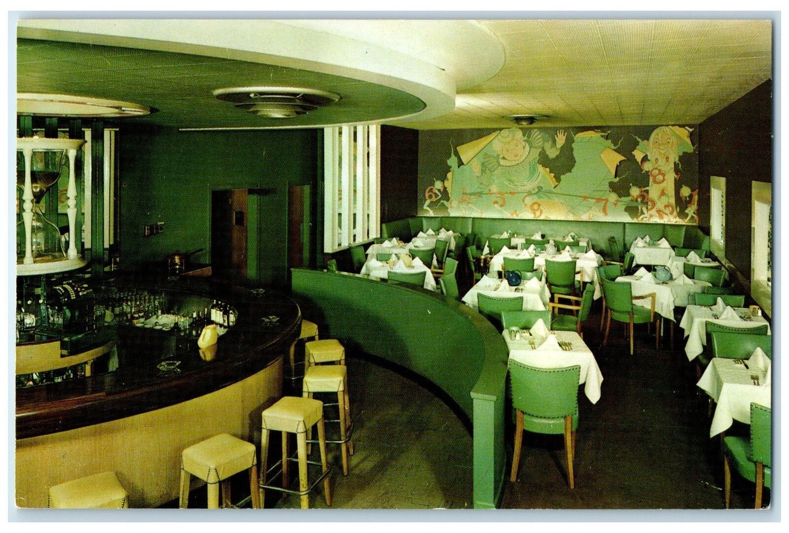 c1960\'s The Hourglass Restaurant Lounge Interior Kenmore New York NY Postcard