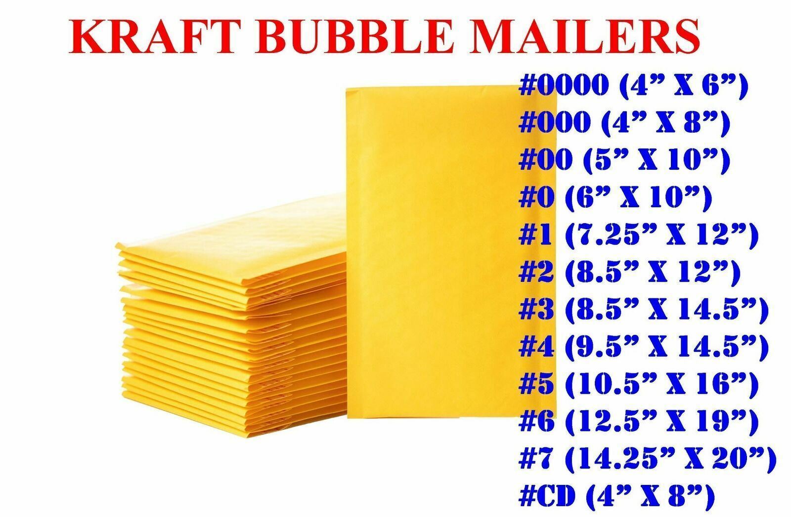 50/100/200/500 Kraft Bubble Mailers Padded Envelope Shipping Bags Seal Any Size