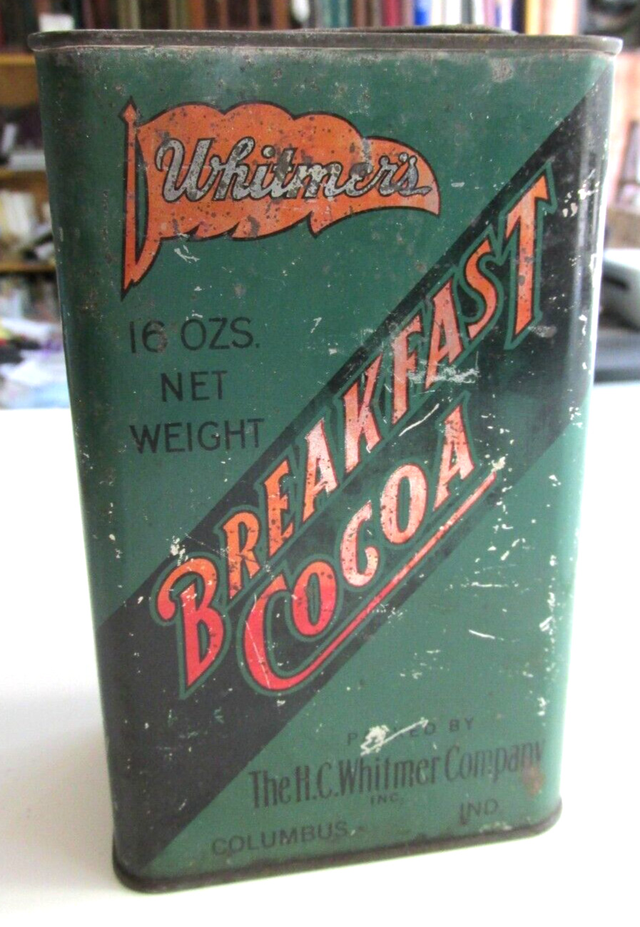 Vintage WHITMER'S BREAKFAST COCOA TIN Whitmer Co Columbus Indiana In. Store Item