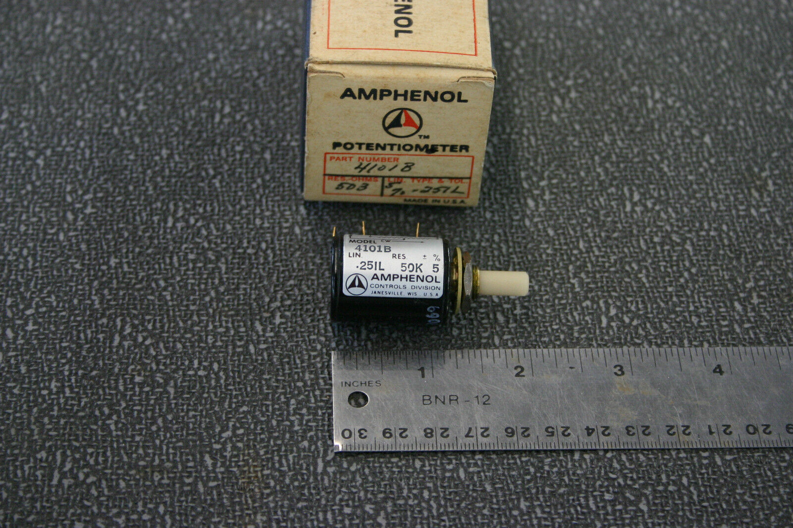 Vintage AMPHENOL Precision PotentiometerETER 4101B 50K Ω +/- 5% LIN. +/-.25% Box