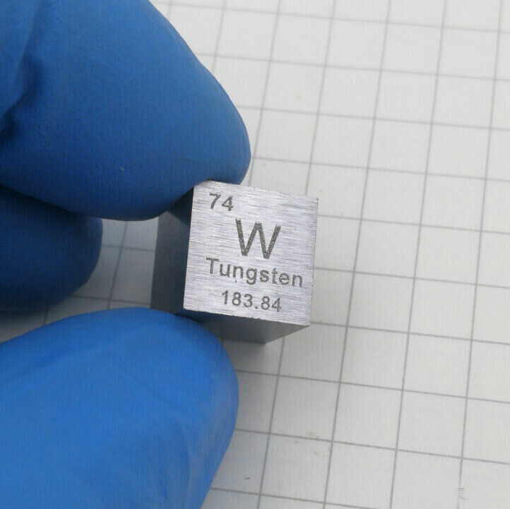 1pcs 10mm Cube 99.95% High Purity Tungsten W Metal Carved Element Periodic Table