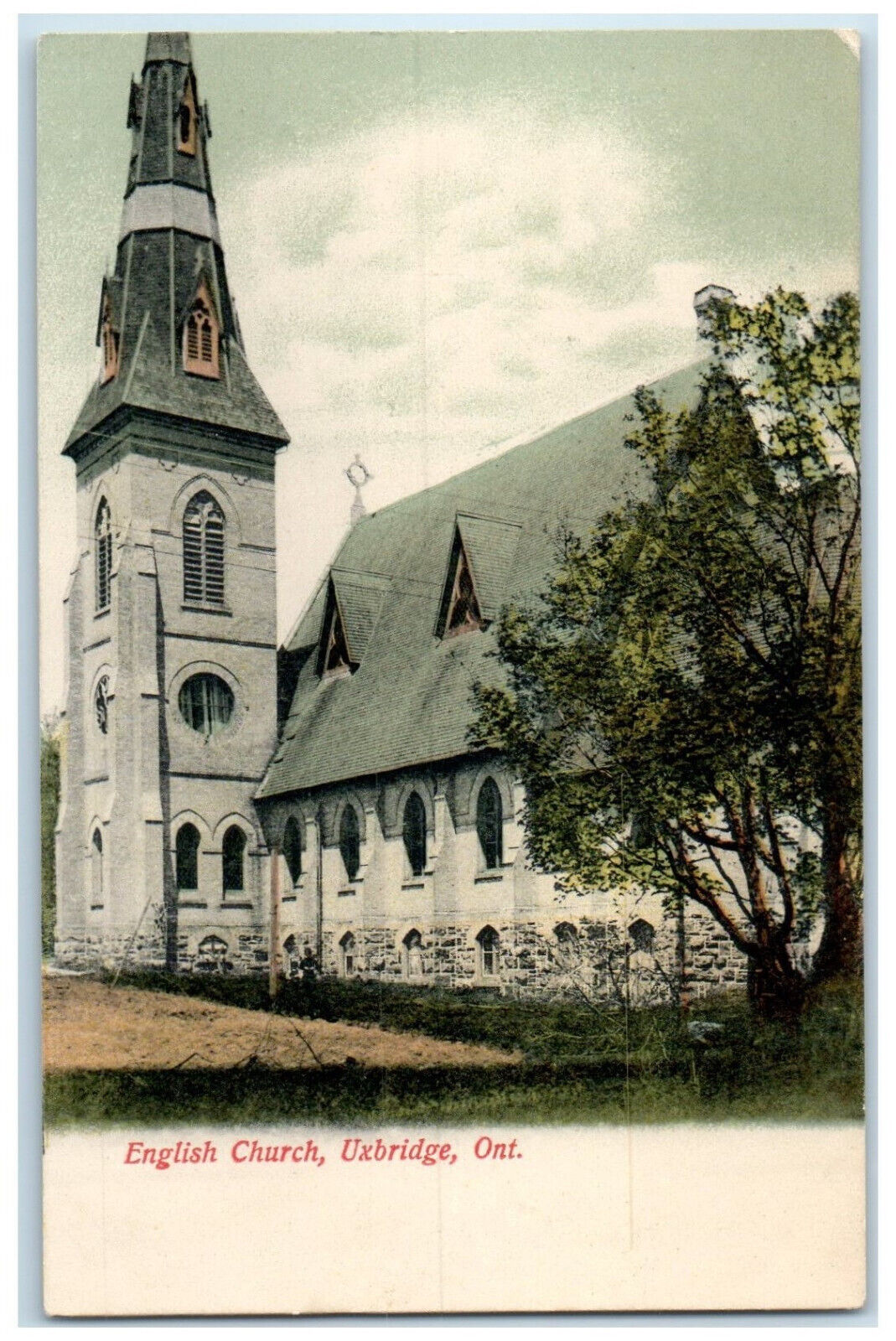 c1910 English Church Uxbridge Ontario Canada Antique Unposted Postcard