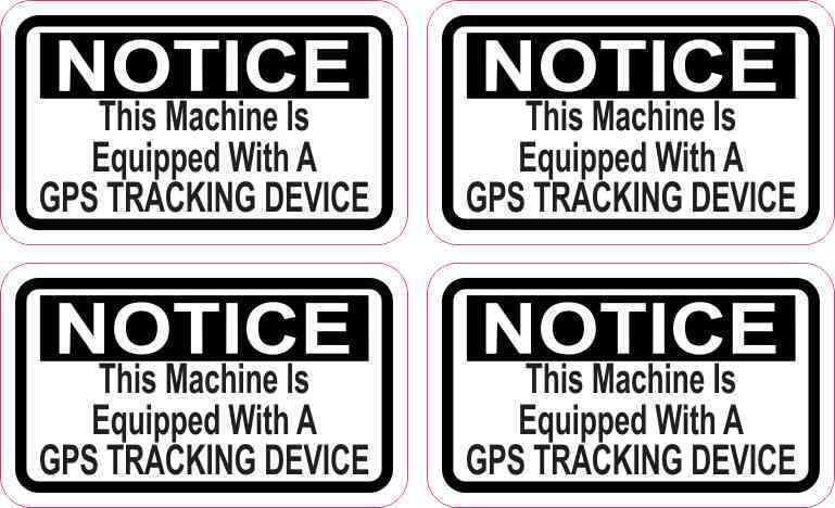 2.5x1.5 Machine Equipped with GPS Tracking Stickers Truck Vehicle Bumper Decal