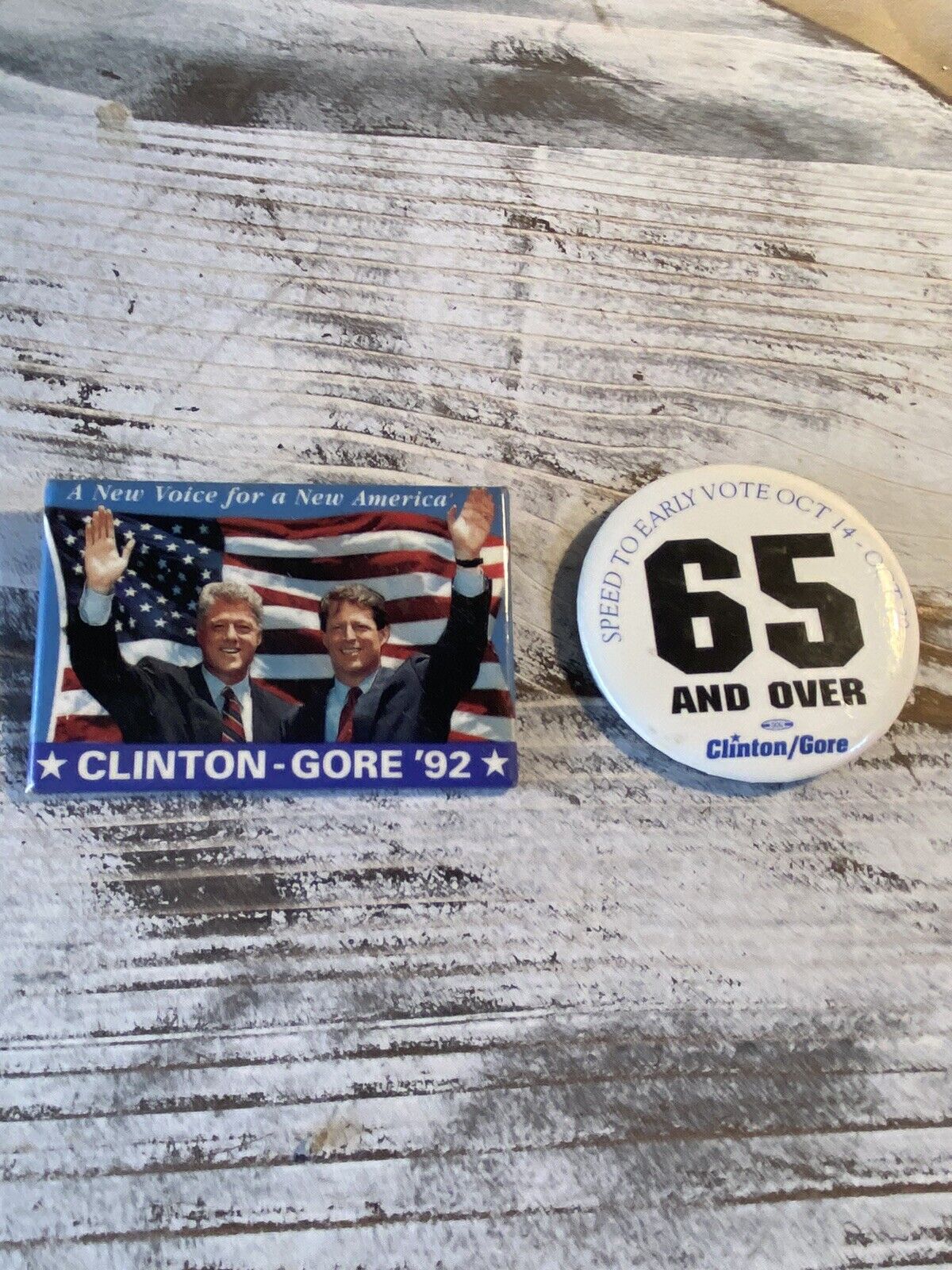 Bill Clinton Gore 1992 New Voice Election Political Vintage Pin Button Pinback 