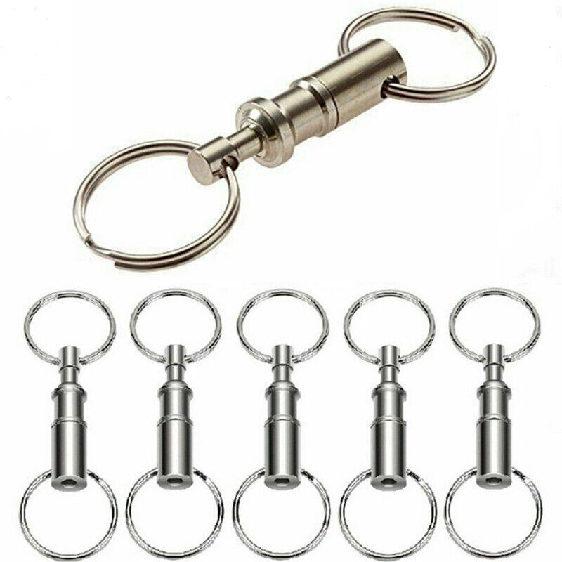 5 Pack Detachable Stainless steel Pull Apart Quick Release Key Rings Keychain