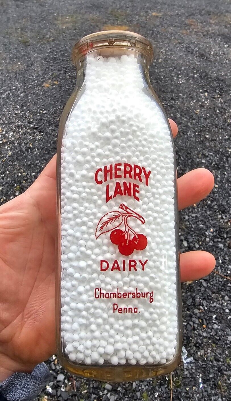 Pint Cherry Lane Farm Dairy Chambersburg PA Milk Bottle 