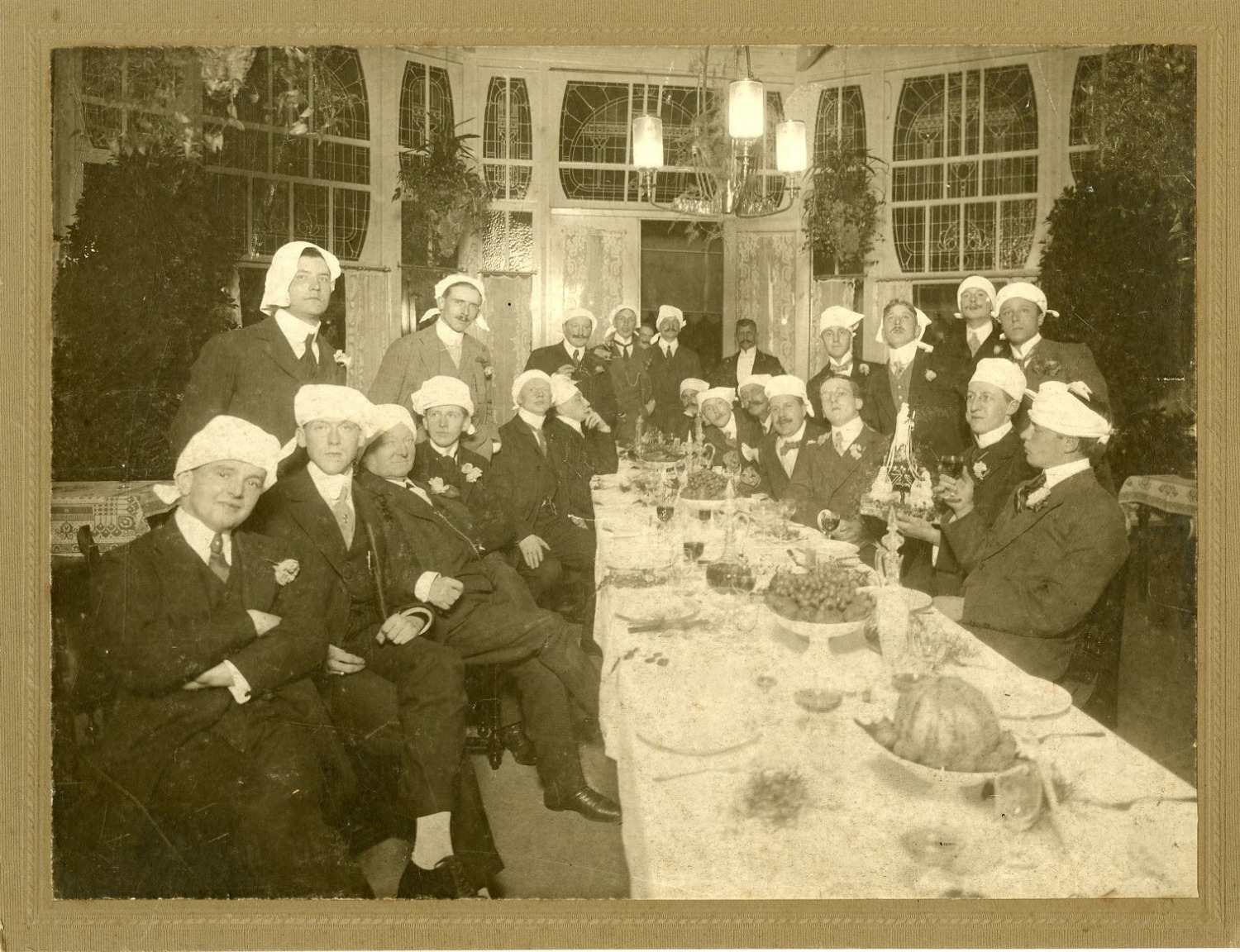 Merry Banquet, circa 1900 Vintage Silver Print.  17x24 Silver Print 