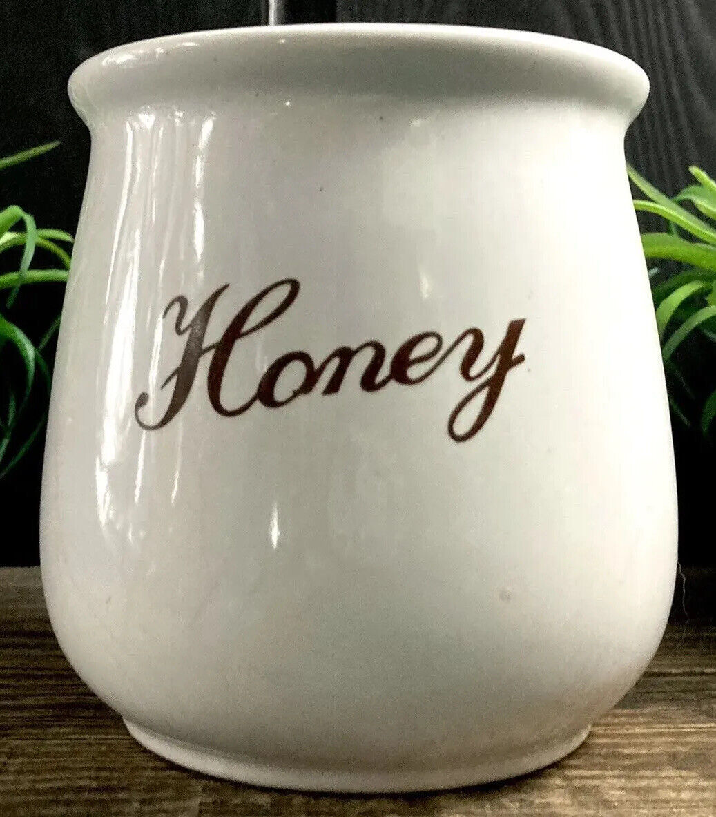 Vintage White Ceramic Honey Pot | Honey Jar