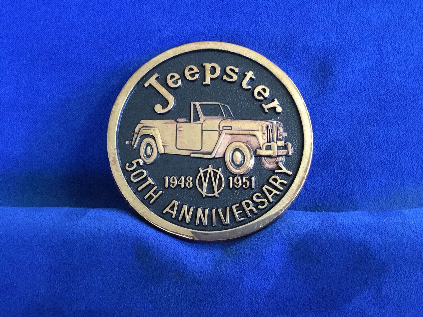 VINTAGE~50th Anniversary VW Jeepster VW 1948~1951 Brass Medallion~3”diameter~