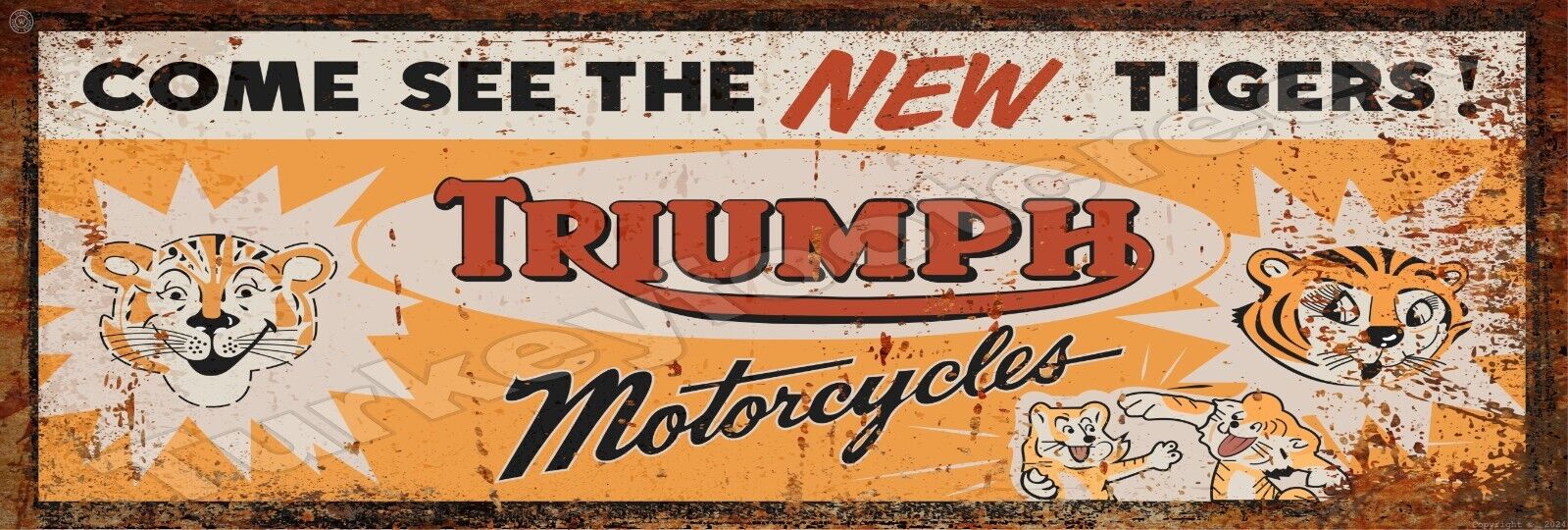 Rust Look Triumph Motorcycles Metal Sign 2 Sizes to Choose From
