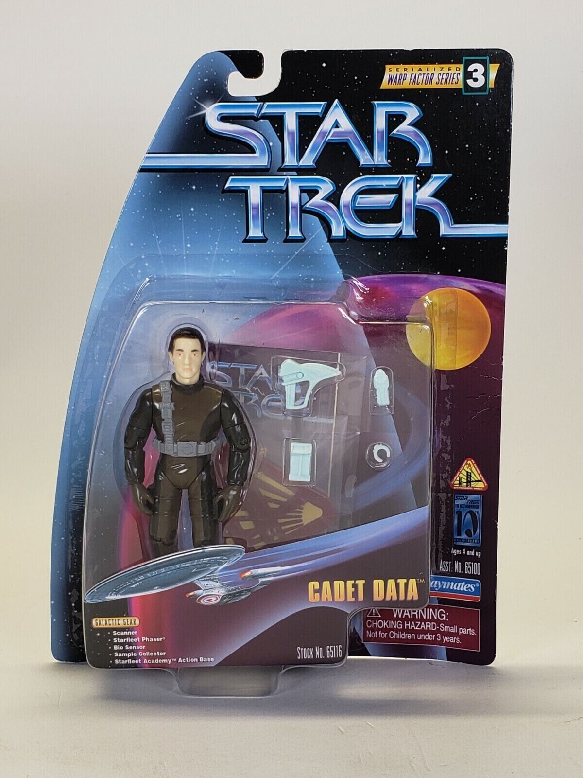 1997 Playmates Star Trek Warp Factor Series 3 Cadet Data Action Figure Toy Blue 