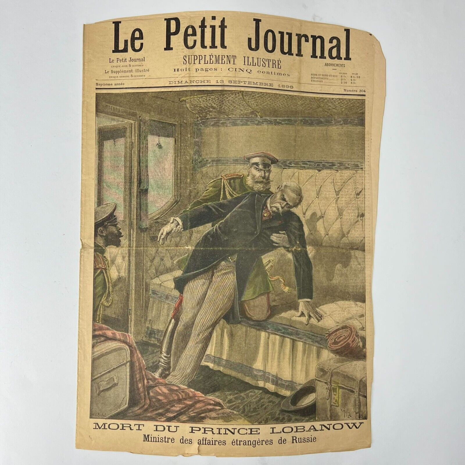 1896 Antique France Illustration Newspaper Le Petit Journal Death of Minister