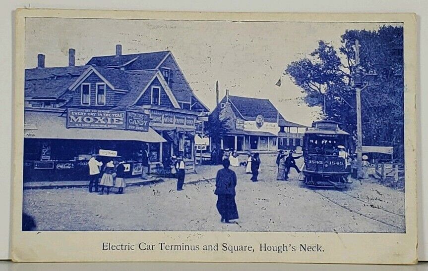 Maine Electric Car Terminus & Square Hough\'s Neck c1910 Postcard K6