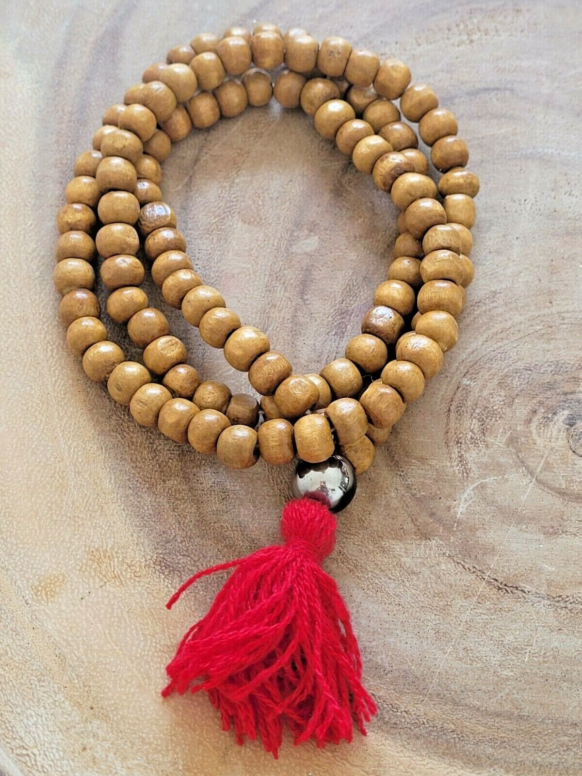 Natural Sandalwood 108 8mm Buddhist Prayer Wood Bead Mala Necklace Bracelet