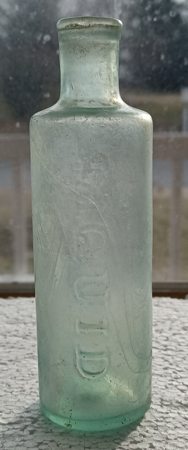 Aqua Pontiled Liquid Opodeldoc Medicine Bottle Circa 1850s