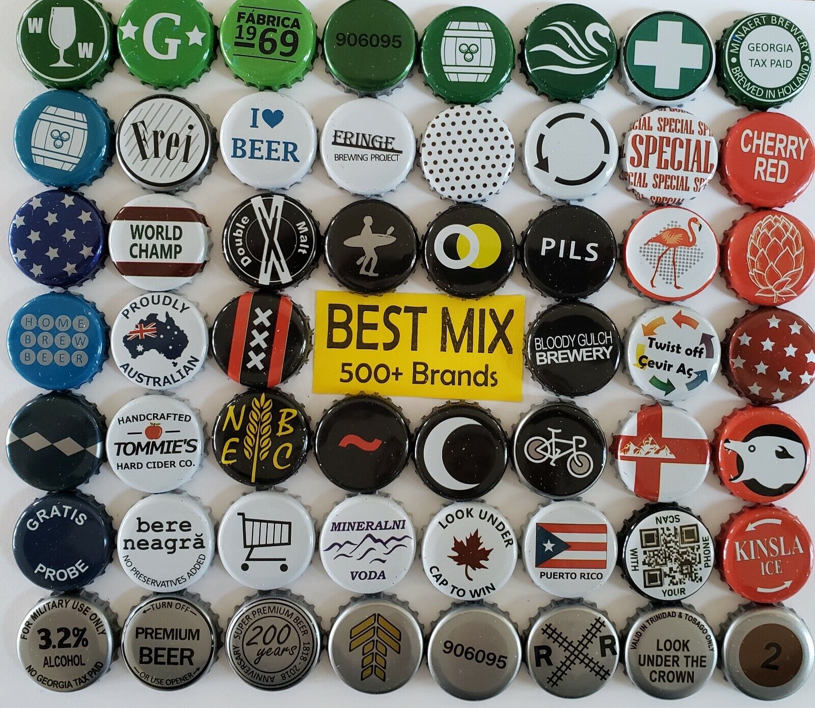 500 Beer Bottle Caps (((700+ Designs))) BEST MIX GUARANTEE Zero Defects Crimped