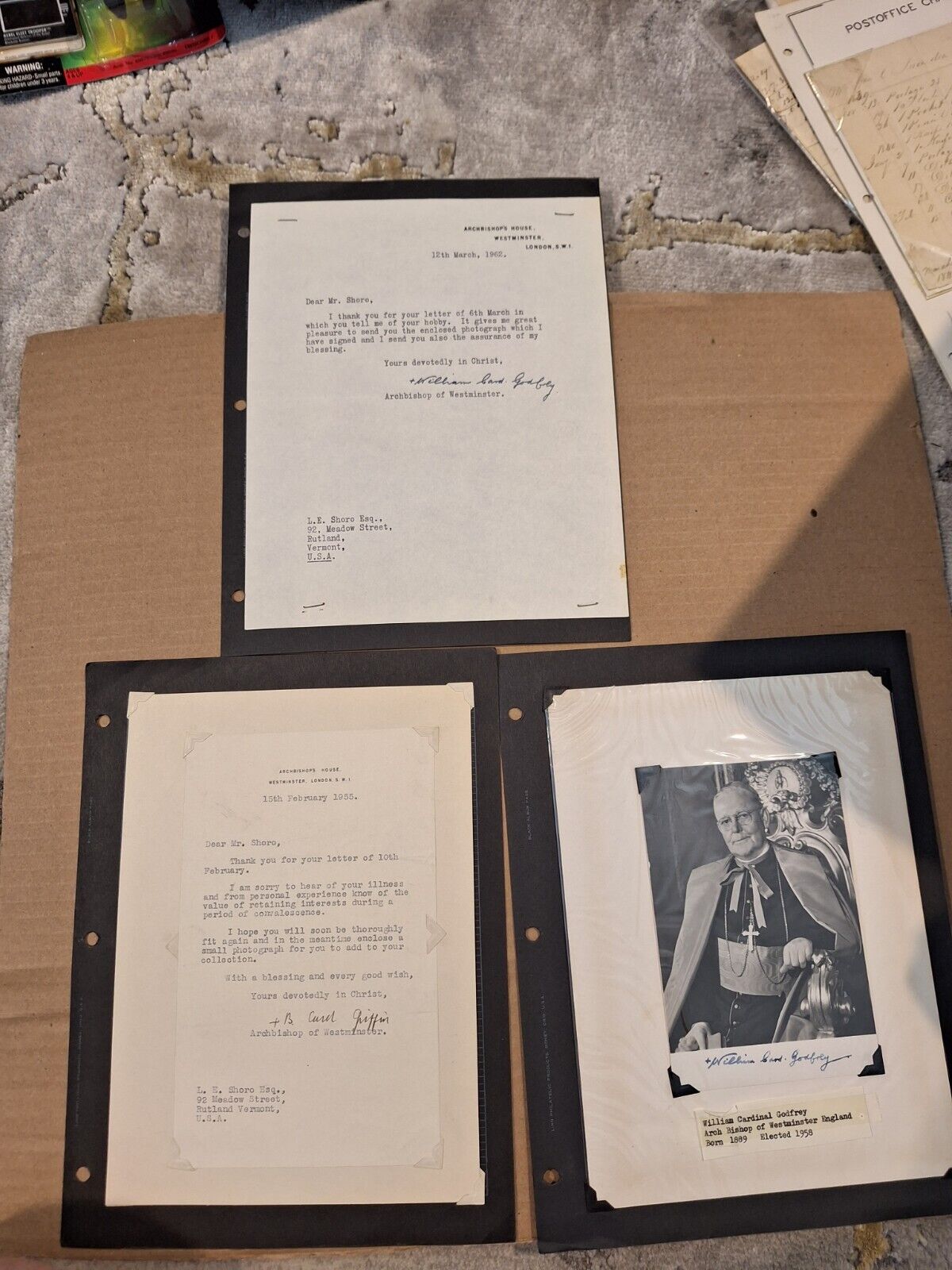 3 Archbishop Of Westminister , London Signed Documents