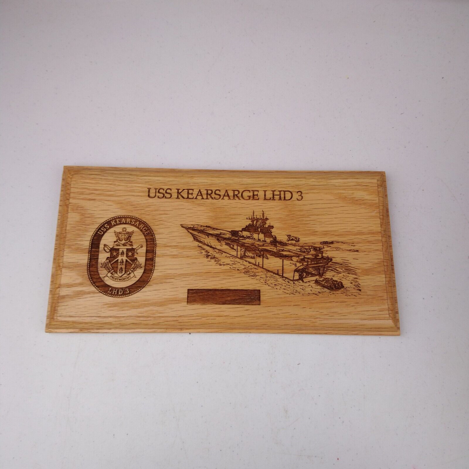 US Navy USS Kearsarge LHD 3 Wooden Plaque