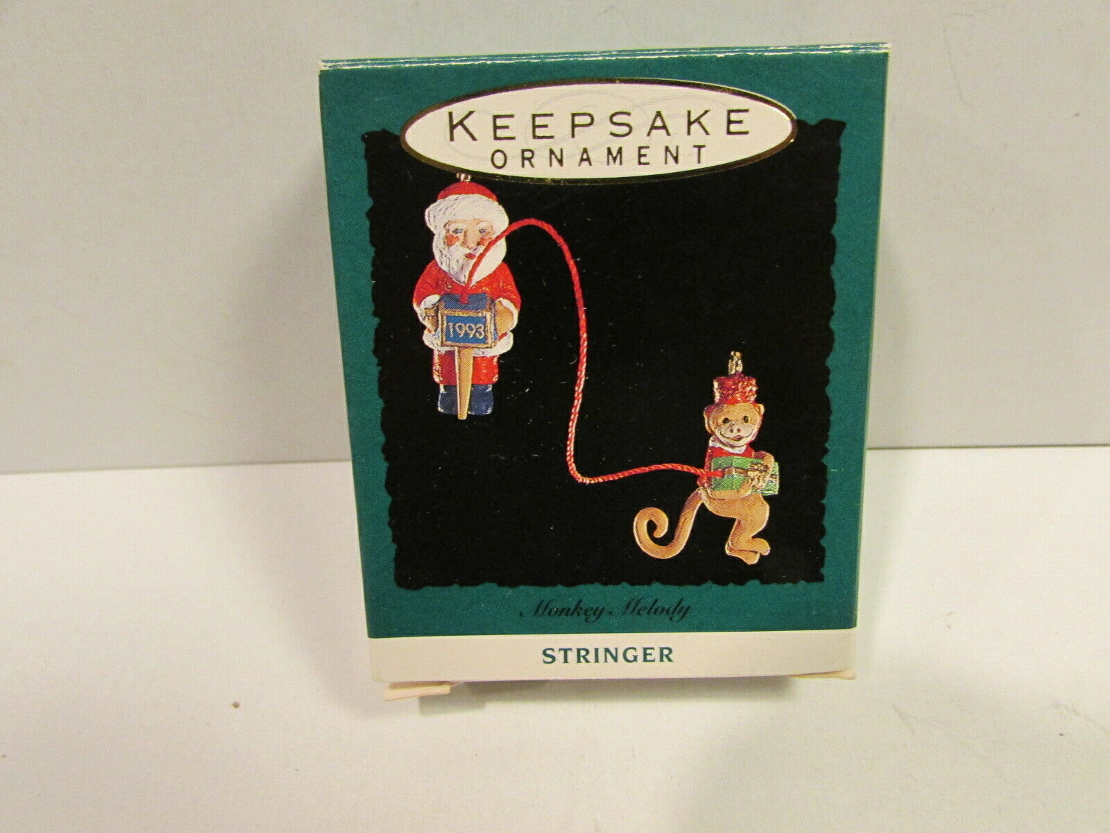 1993 Hallmark Monkey Melody Miniature Christmas Ornament IOB Organ Grinder