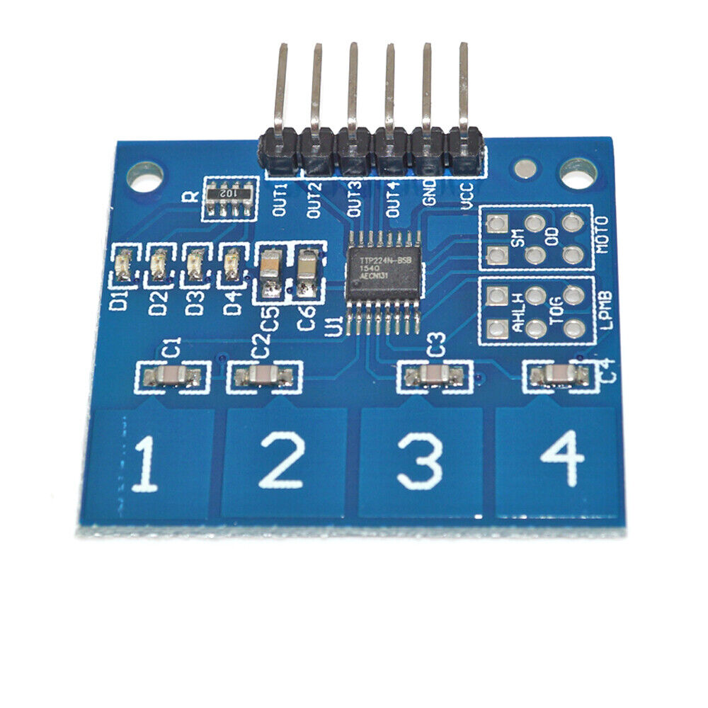 Module TTP224 Sensor Tactile 4 Way Capacitive Touch Switch Button Arduino