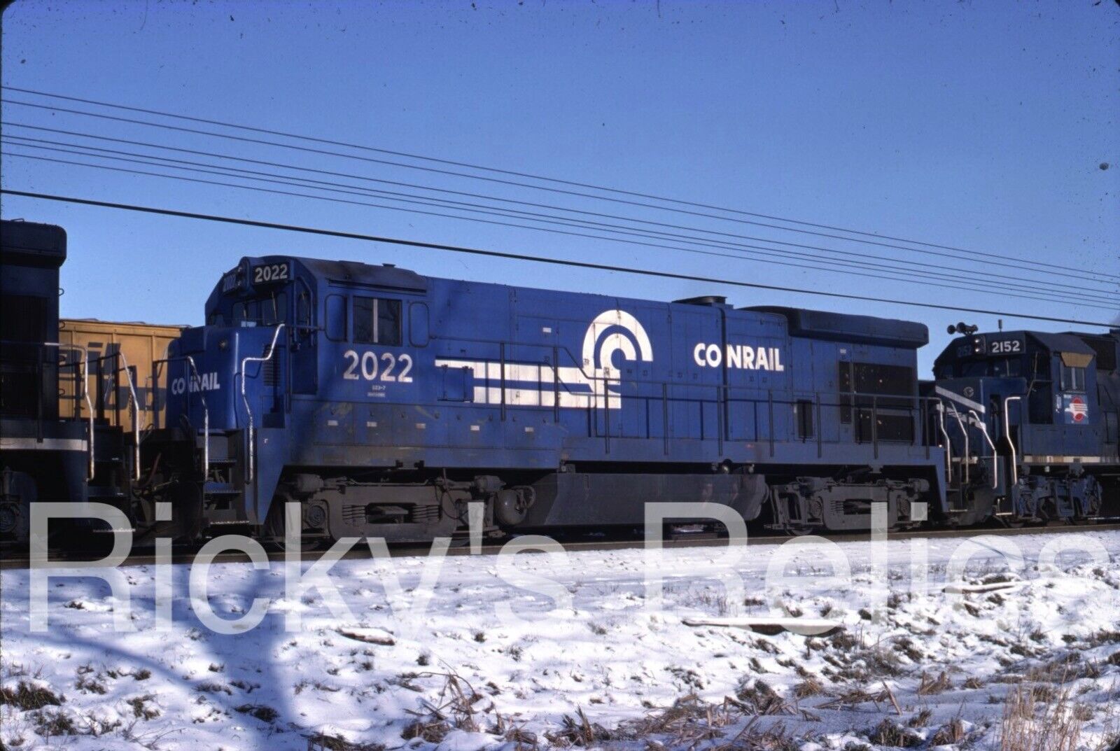 Original Slide CR #2022 GE B23-7 Conrail Salem IL 1983 Action