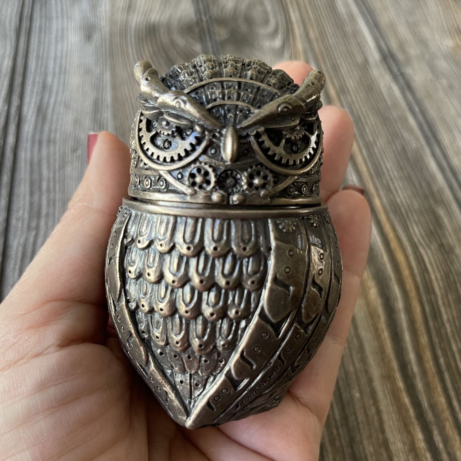 Unique Steampunk Inspired Majestic Owl Secret Trinket Box Vintage Style Keepsake